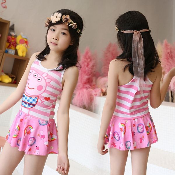 

xiaoshu girl one-piece cute baby triangle cartoon middle and big boy vest swimsuit vest beach swimsuit, White;black
