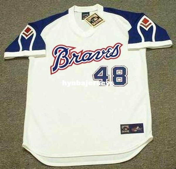 

custom ralph garr al stitched 1974 throwbacks home baseball jersey retro mens jerseys shirt, Blue;black
