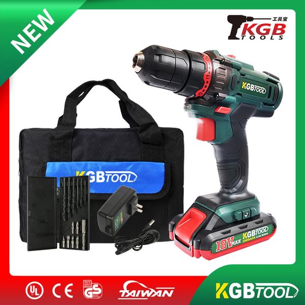 

kgb tool-18v 2 speed cordless electric torque drill impact drill wireless screwdriver bit holder for wood working