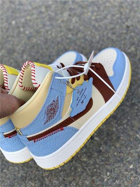 

2020 authentic air 1 mid se fearless maison chateau rouge retro pale vanilla cinnamon blue yellow men basketball shoes with box