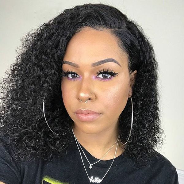 

short curly wigs virgin human hair wigs with baby hair lace front and full lace wig bob curly wigs for black women, Black;brown