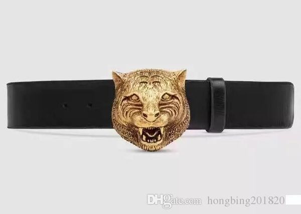 

jiangyu brand design man woman real leather belt 407052 leather belt with feline buckle tiger bee tiger print studded belt with, Black;brown