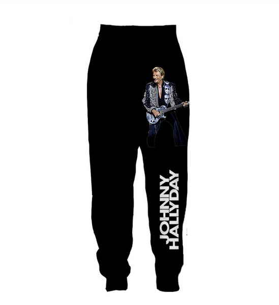 

new arrive popular johnny hallyday france elvis 3d print men women fashion cool pants rk03, Black
