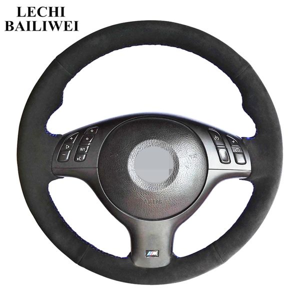 

suede diy black hand-stitched car steering wheel cover for m3 2001-2003 e39 330i 540i 525i 530i 330ci e46