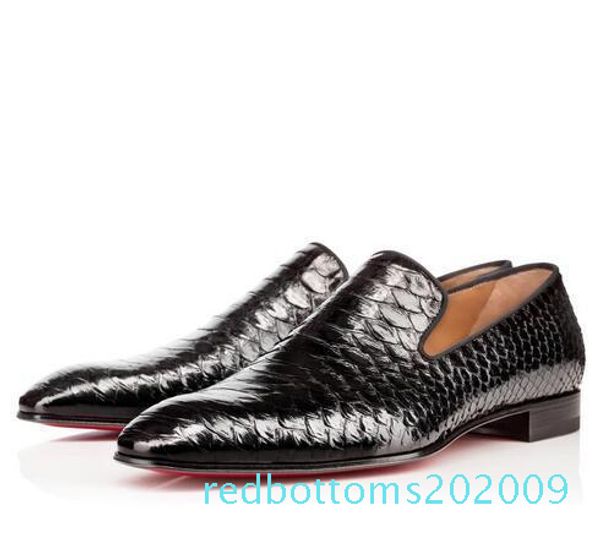 

2019 new brand red bottom loafers luxury party wedding shoess designer black patent leather suede dress shoes for mens slip on flats r09