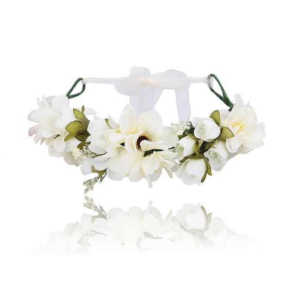 

haimeikang white flower crown headband for bride wedding hair accessories fabric floral garland hairband women headwear