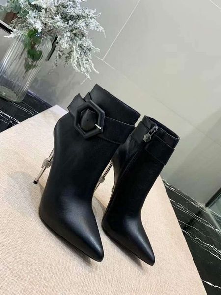 

2019 autumn and winter women boots high heels and genuine leather boots original design exquisite shoes, Black