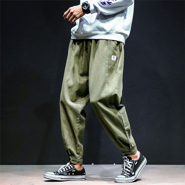 

fashion design mens autumn winter casual fashion slack overalls small feet trousers ninth men pants casual new, Black