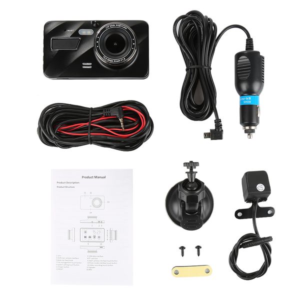 

dash camera 1080p hd 4.0" lcd touch screen display front rear camera dual auto video recorder car recorder