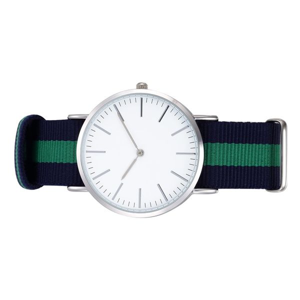 

blue nylon strap minimalist design watches, Slivery;brown