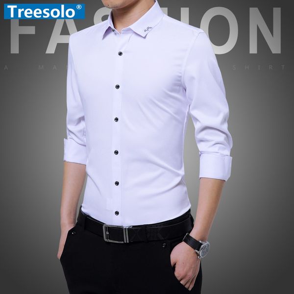 

mens shirt long sleeve male blouse casual shirt spring autumn men clothing solid social shirts bussiness office men's shirts, White;black