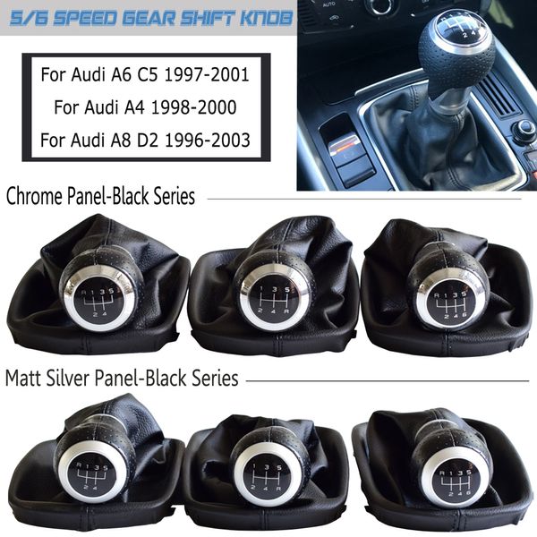 

5/6 speed car gear mt shift knob stick lever with gaiter boot cover for a6 c5 (1997-2001)/a4 (1998-2000)/a8 d2 (1996-2003