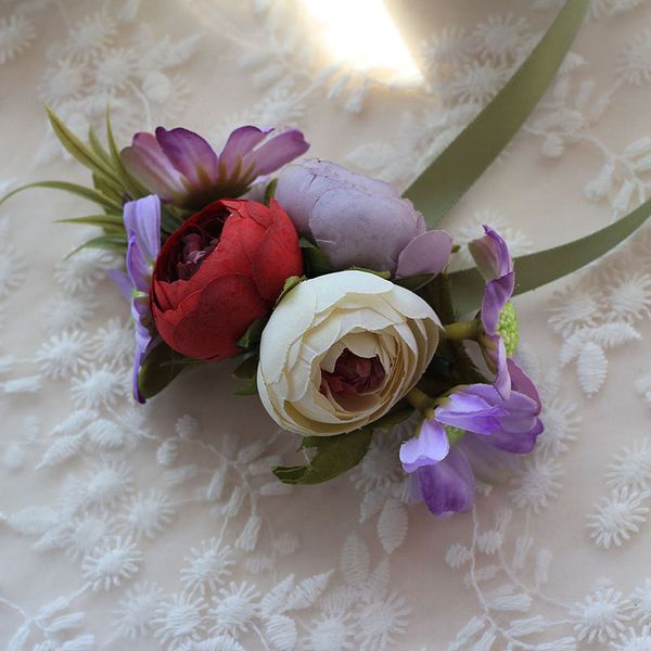 

manual rose purple daisy wedding wrist corsages and boutonnieres flowers wedding favors and gifts mariage party supplies