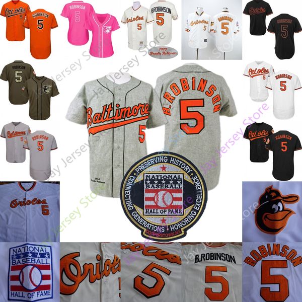 

Brooks Robinson Jersey Men Women Pink Baltimore Cooperstown Orioles with Baseball Hall Of Fame Patch Home Away Baltimore Jerseys