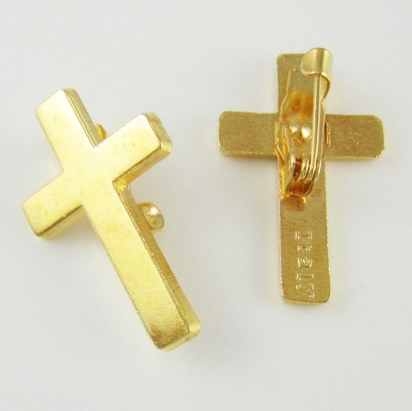 

100pcs of gold plated religious christian booches cross lapel pin, Gray