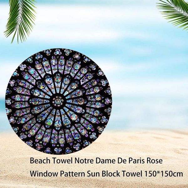 

beach towel notre dame de paris rose window pattern sun block towel 150*150cm blanket