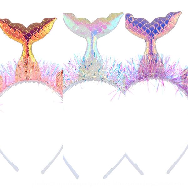 

mermaid children's party band accessories hair band princess fish pattern mermaid mesh flower animal hair accessories, Slivery;white