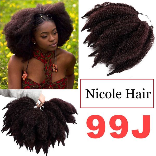 

8 inch soft marley braids hair crochet afro kinky synthetic braiding hair extensions bulk black brown bug corlor ing
