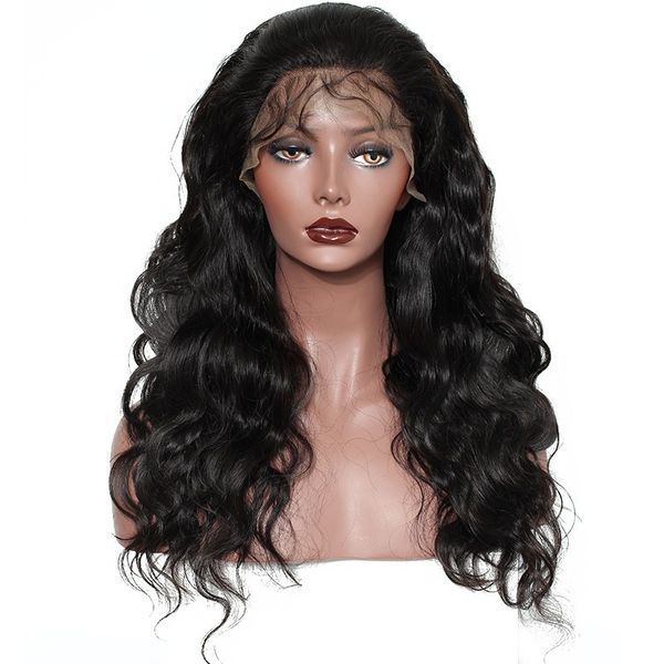 

full lace human hair wigs for women natural black body wave 180% pre plucked brazilian wig with baby hair remy