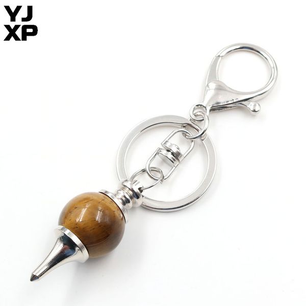 

yjxp ethnic style silver plated natural tiger eye stone round beads key chains for friend gift