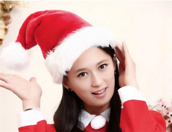 

2pcs christmas hats cute santa hats caps dress up accessories with pom pom