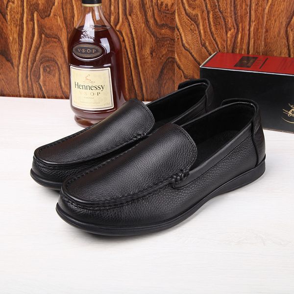 

manxixi brand 2019 new men's handmade leather shoes comfortable leather casual soft shoes large size 38-46 1216, Black