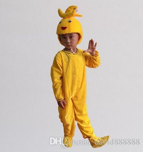 

2017 new style children cosplay banana fruits perform sequins clothing boys and girls dance conjoined clothes long style, Black