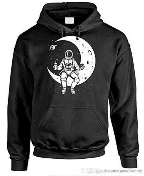 

print mens hoodies the moon autumn thick mens sweatshirts fashion hooded male clothing astronauts 3d digital, Black