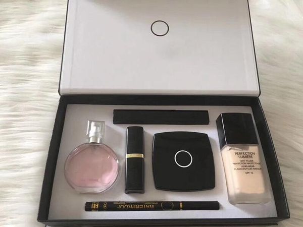 

Luxury 6 in 1 makeup et matte lip tick eyeliner ma cara liquid foundation perfume et for women make up kit with box