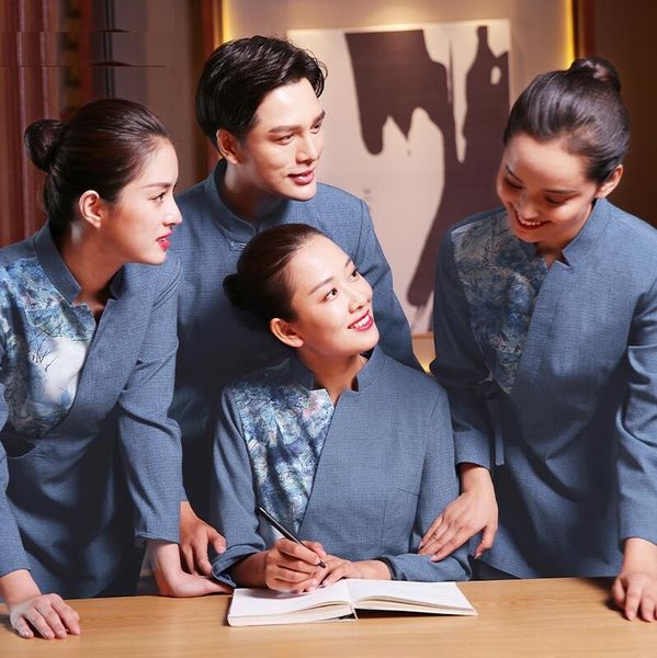 trabalhador da limpeza servidor long short hotel de manga panela quente restaurante chinês restauração 4 temporada feminino masculino jaqueta de algodão e linho tang