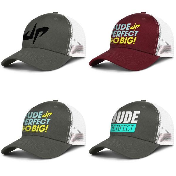 

dude perfect mens and womens adjustable trucker meshcap cool fitted cute unique baseballhats black logo go big letter logo, Blue;gray