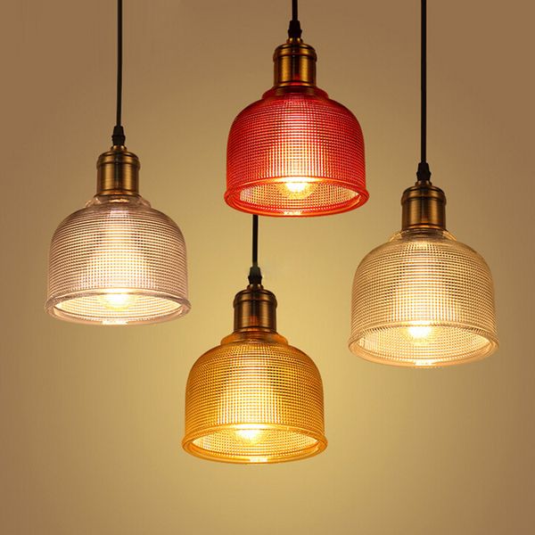 Подвесные лампы столовая красочная стеклянная лампа e27 люстры простые светодиодные лампы для лампы для обстановки ресторана ресторана деко.