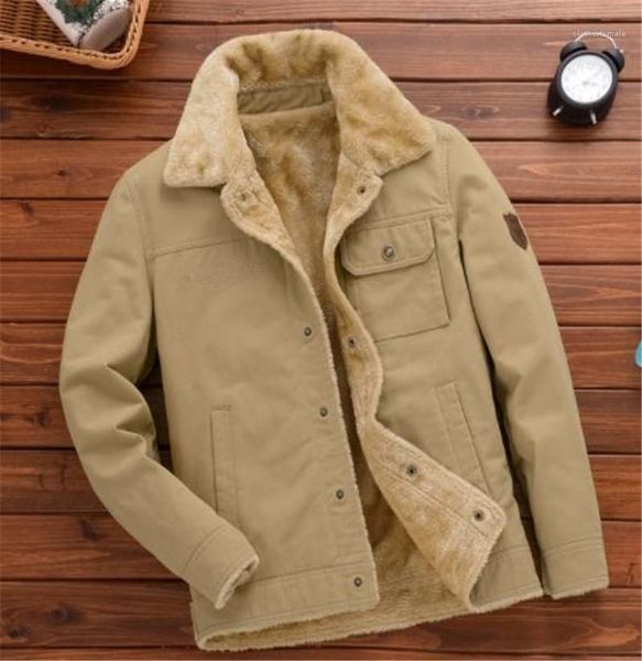 

fashion business clothes mens solid color add velvet jacket casual mens lapel neck coats loose winter epaulet outwear, Black;brown