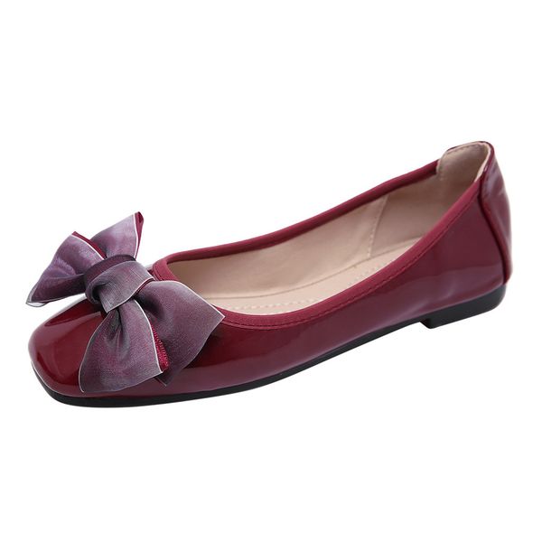 

muqgew classics heel women shoes women's shallow mouth single shoes bow casual flat ladies's lazy #16, Black