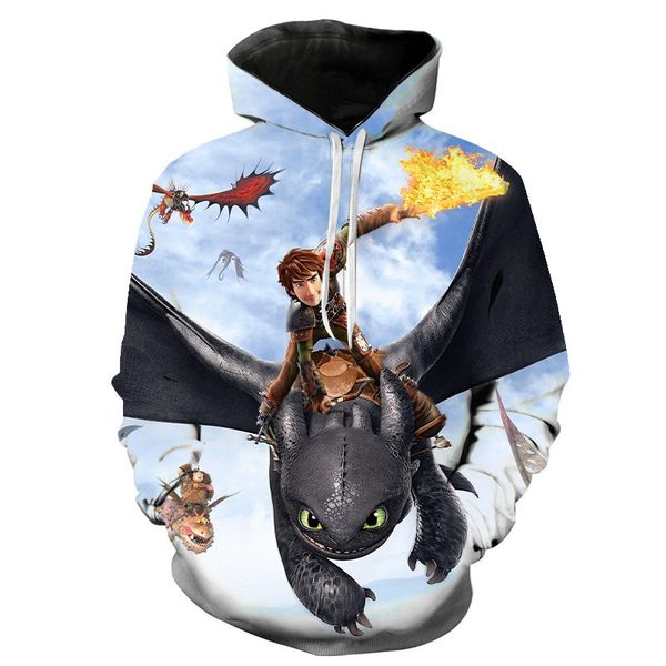

s-6xl how to train your 3d dragon printed hoodies women / men fashion hoodies 2020 casual custom street clothes, Black