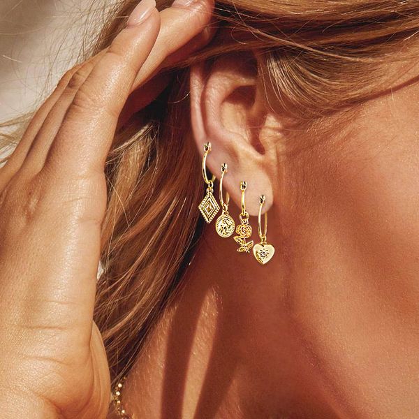 

vivilady neo gothic square tiny hoop earrings women gold silver color clasp brincos charm jewelry wedding party birthday gifts, Golden;silver
