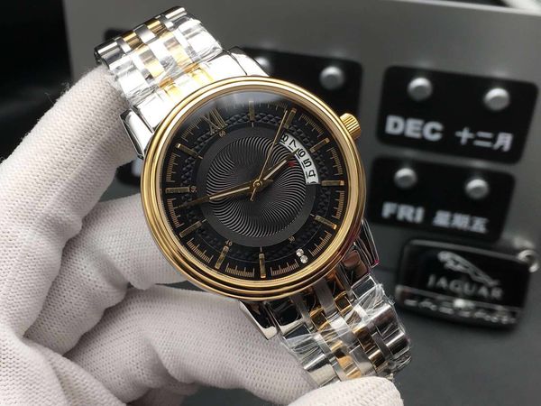 

super commercial montre de luxe automatic mechanical movement 316l fine steel watchband mineral gem glass 40mm*12mm waterproof 50m, Slivery;brown