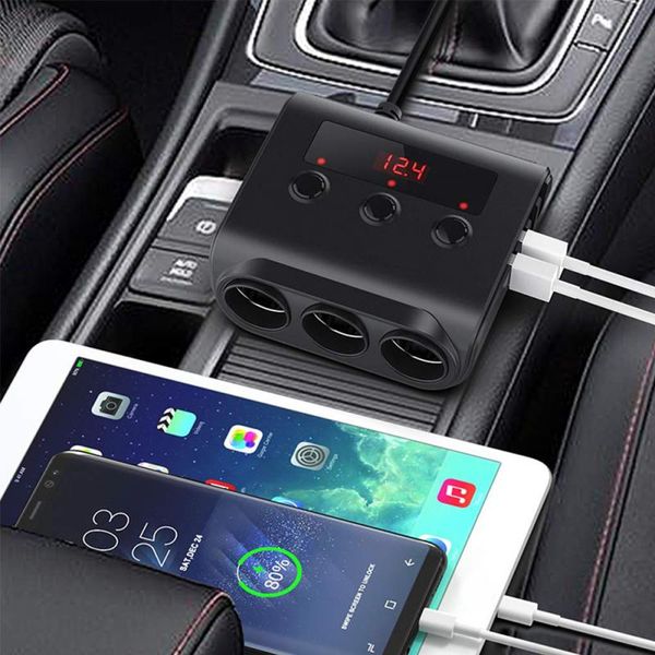 

12v-24v car cigarette lighter socket splitter plug led usb charger adapter 3.6a 100w detection for phone mp3 dvr gps accessories