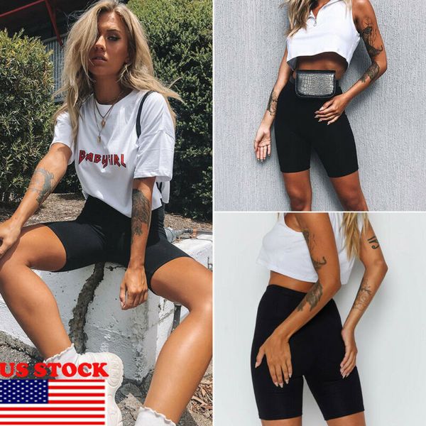 

ladies outdoor exercise plain active summer cycling shorts stretch basic short solid black soft wear shorts for women female, Black;blue