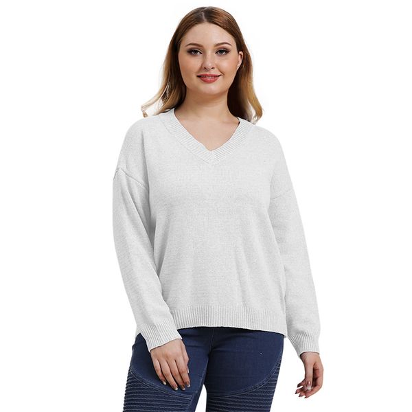 

women v neck 2019 solid women v neck knitted pullover sweaters autumn winter female loose casual thin sweaters, White;black