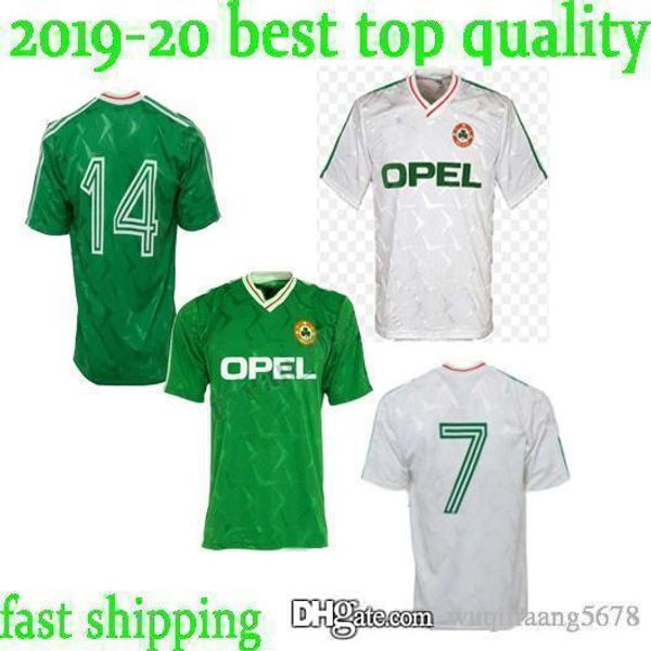 

1990 ireland retro occer jer ey 1990 world cup ireland home green occer hirt national team cu tomized away white football uniform ale