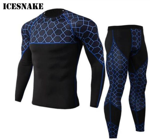 

icesnake motorcycle jacket men long sleeve running sets quick dry gym yoga compression suit rashgard fitness legging sportswear
