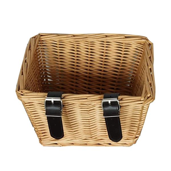 

wicker front handlebar bike basket cargo hand-woven beautiful lines sturdy and durable folk craftsmanship bicycle storage