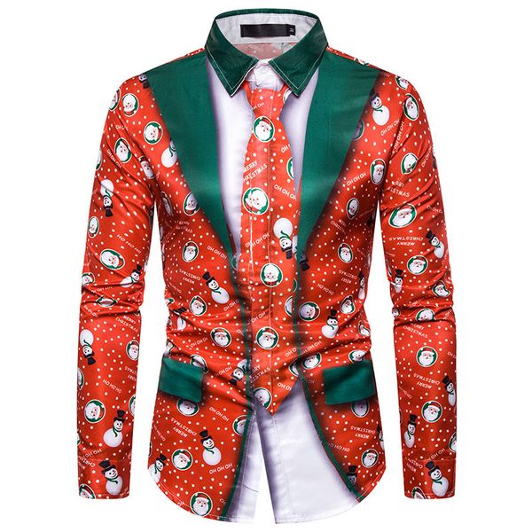 

now men christmas shirt 3d printed streetwear social fashion clothing long sleeve male comfortable brand hip hop dress 3xl, White;black