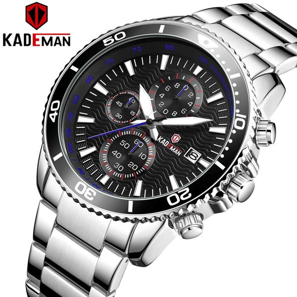 

mens watches kademan watch small dials 3atm sport quartz wristwatch fashion male clock relogio, Slivery;brown