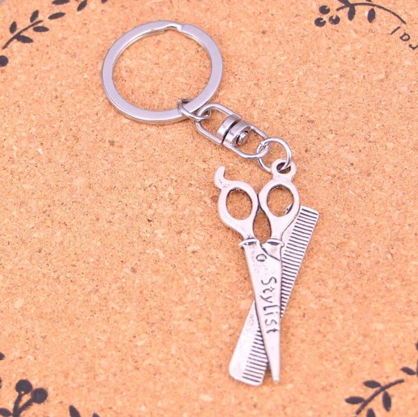 

древний серебряный парикмахерская ножницы гребень стилист очарование брелки брелки вращающаяся пряжка дизайнер брелок женщины мужчины ювелир, Slivery;golden