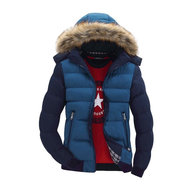 

2019 9 color fashion brand winter men's down jacket with fur hood hat slim men outwear coat casual thick mens down jackets 4xl, Tan;black