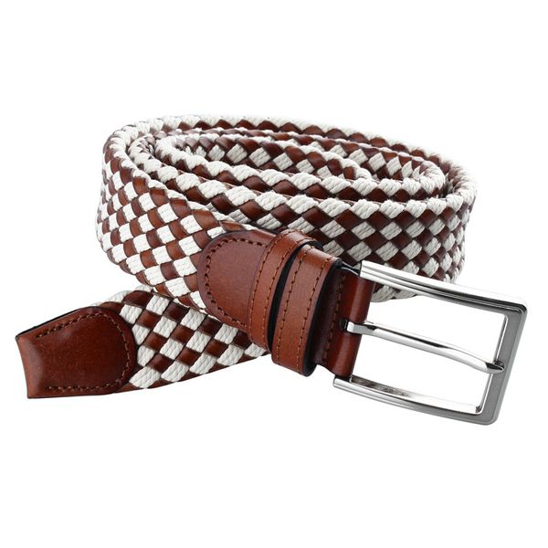 

leather braided belt for men 60% cotton 40% leather casual wide 1.38" belts suitable for jeans, Black;brown