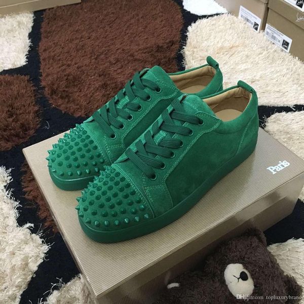 

высокое качество зеленый замша шипы orlato red подошва low top red bottom shoes шипованных кроссовки обувь женщины мужчины дизайн плоские ca, Black