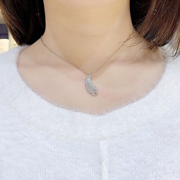 

925 silver shih nice feather ожерелье женщин ярких отрадные штабели дизайн подвеска choker